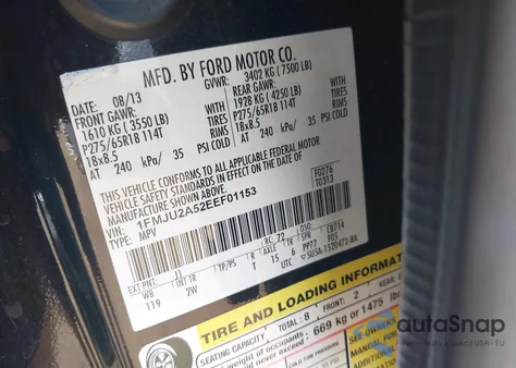 2014 Ford Expedition Limited from USA, damaged, VIN 1FMJU2A52EEF01153